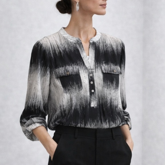 Cocomo Tops - Black & White Abstract Tunic | Effortless Quiet Luxury Look